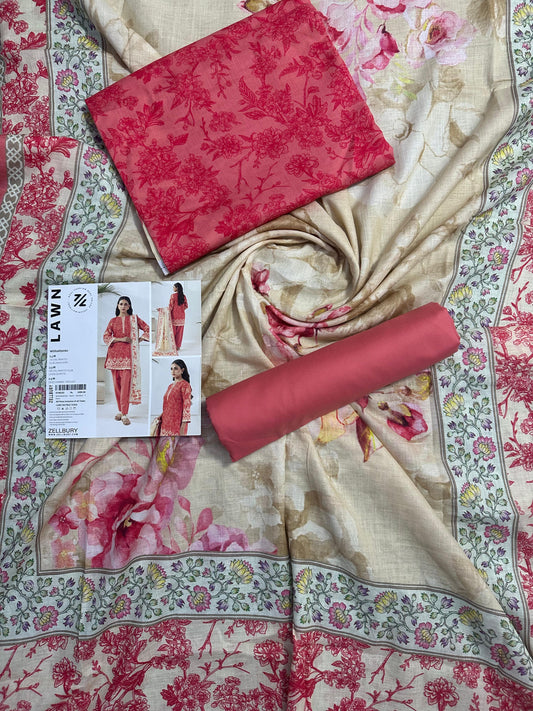 ZELLBURY Unstitched Lawn Collection 2026 Design # WUS26X30762