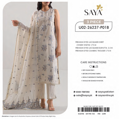 Saya Unstitched Jacquard 100% Original Cotton 3 PCs Suit In WHOLESALE PRICE 💯✨