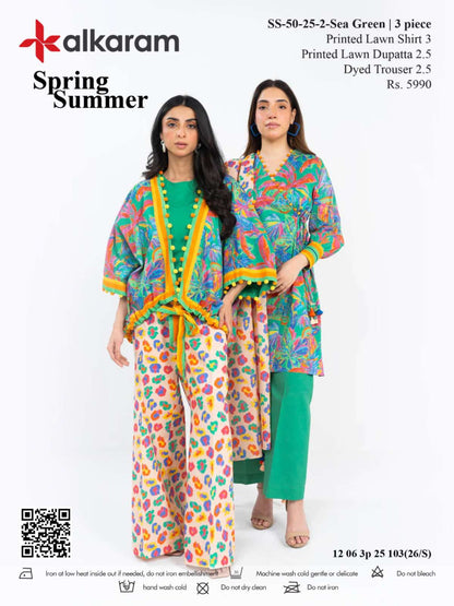 Alkaram Digital Printed Lawn 3 Piece 😉🧡