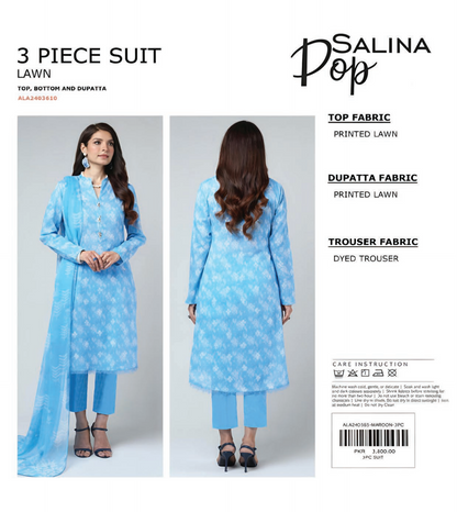 Salina Pop Unstitched Lawn Dyed Trouser 3PCs 💕🔥