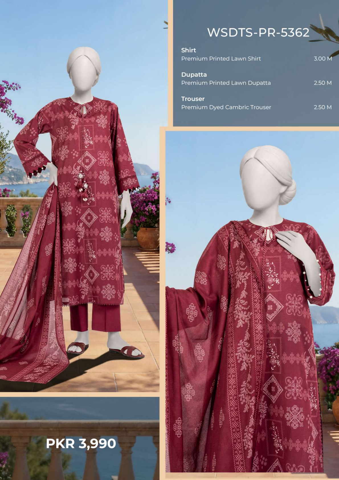 MTJ Original (WSDTS-PR-5362) Printed Lawn Unstitched Collection – Summer 2026