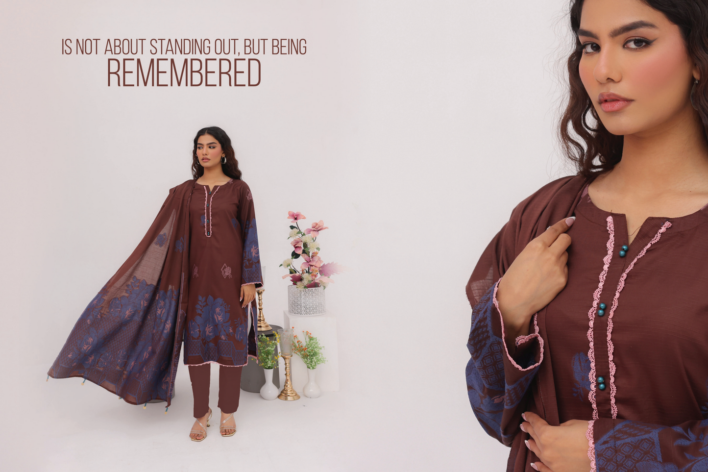 ✨ SARINA Unstitched Jacquard 3-Piece Collection ✨ Brown Seablue