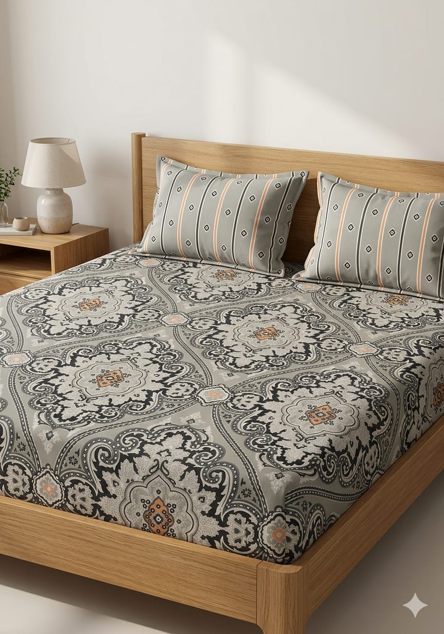 SALONIKA PURE COTTON BEDSHEETS Most Demanding Collection Full Printed King Size Bedsheets