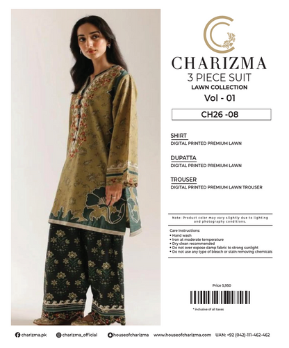CHARIZMA LAWN UNSTITCHED COLLECTION – Vol 1_CH26-08
