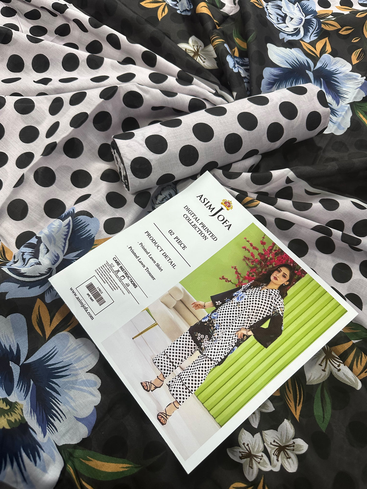 AsimJofa White Digital Printed 2Pcs