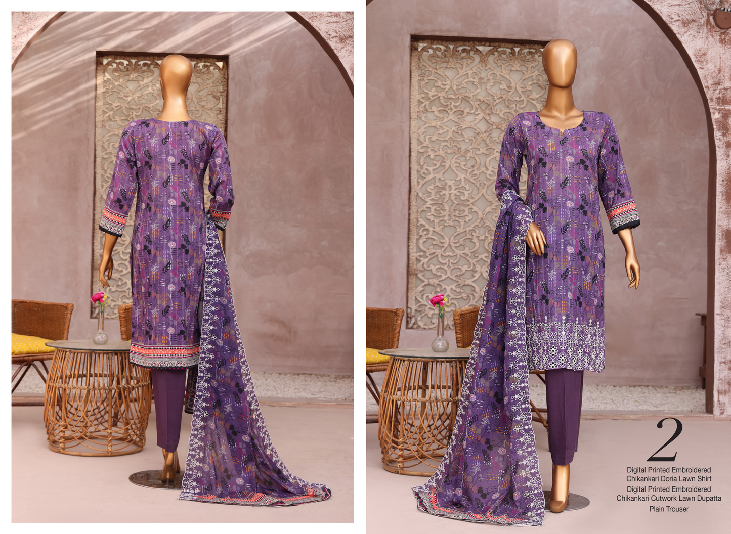 ✨ MTF Presents ✨
" L A S H K A R A " 💖 🌸 DIGITAL PRINTED EMBROIDERED CHIKANKARI DORIA LAWN COLLECTION 2025 🌸