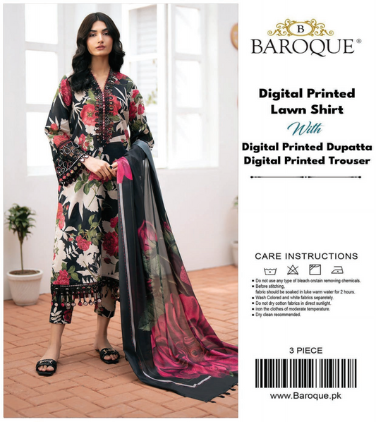 Baroque Unstitched Lawn 3 Pieces in Wholesale Price 🔥❤️