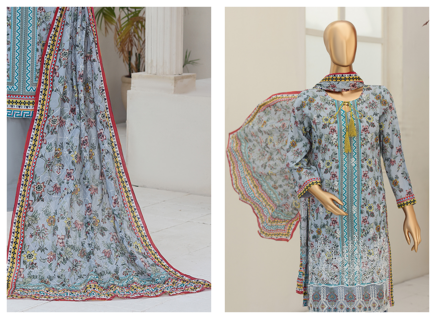 MTF Digital Printed Embroidered Lawn Collection 2026 Design No: 5