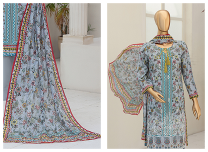 MTF Digital Printed Embroidered Lawn Collection 2026 Design No: 5