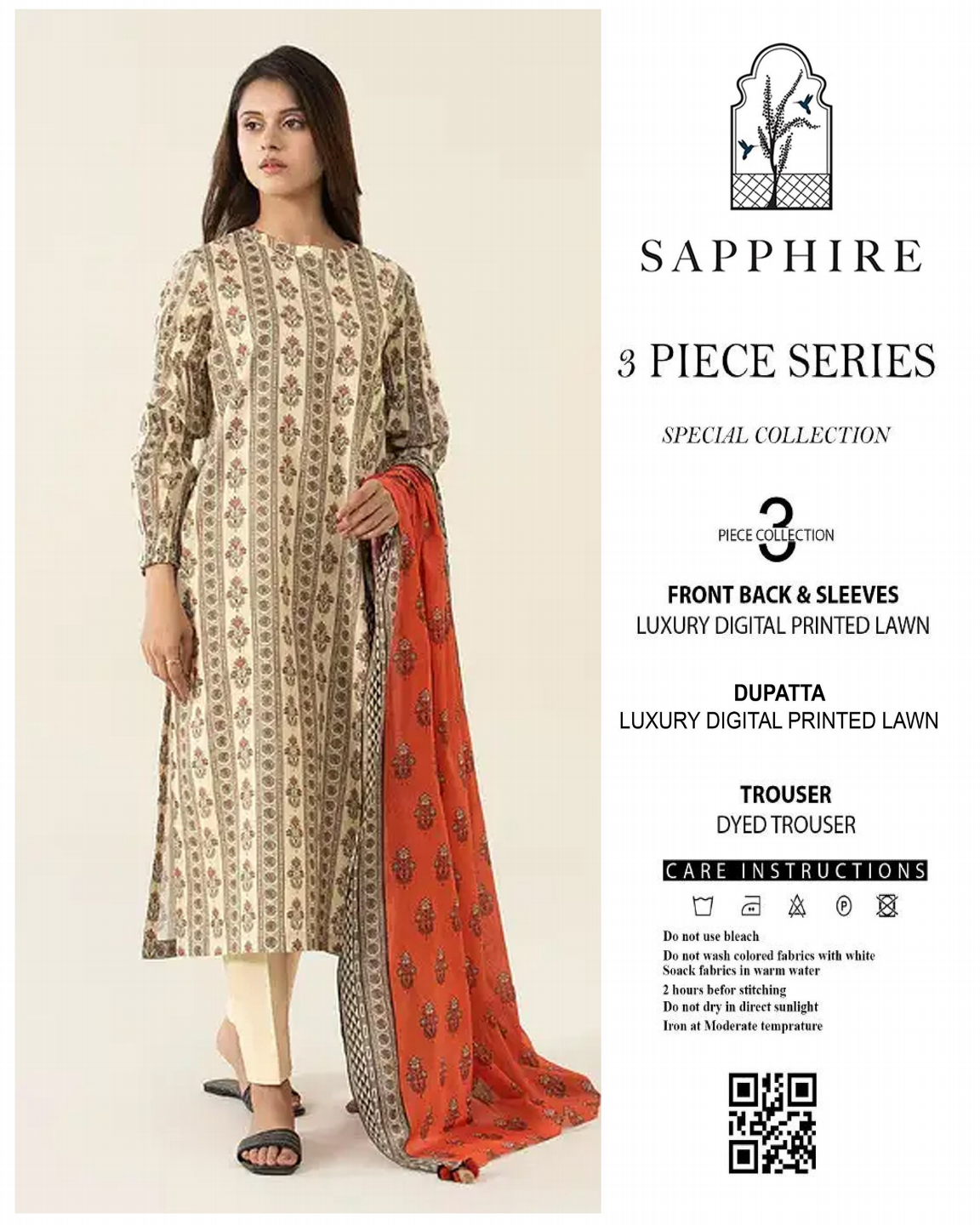 Sapphire Unstitched Lawn 3 Pieces in Wholesale Price 🔥❤️