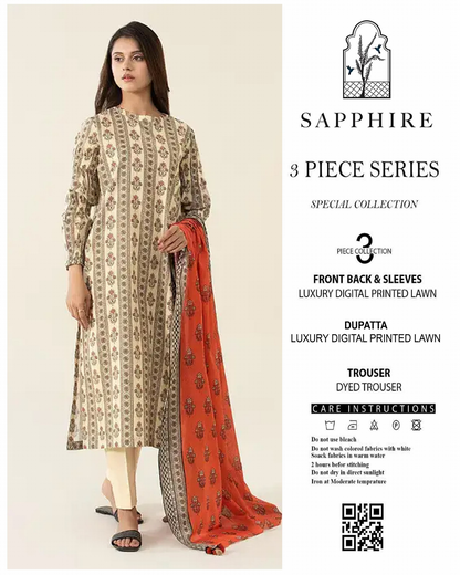 Sapphire Unstitched Lawn 3 Pieces in Wholesale Price 🔥❤️