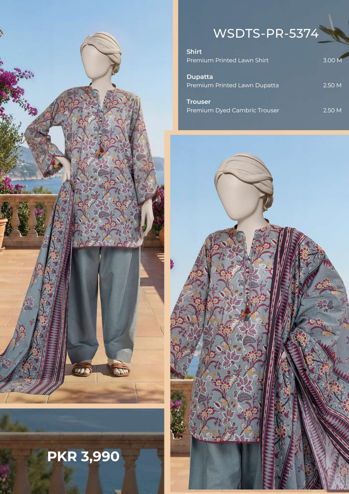 MTJ Original (WSDTS-PR-5374) Printed Lawn Unstitched Collection – Summer 2026