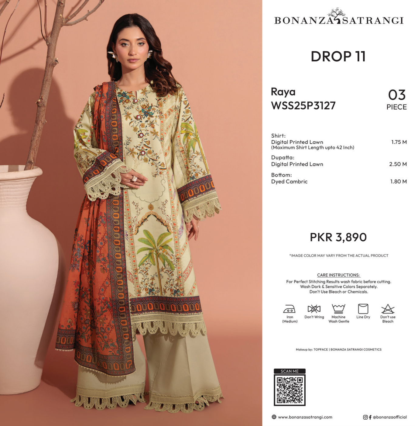 Bonanza Satrangi Unstitched Raya - 3 Pc (WSS25P3127) 🔥🥰