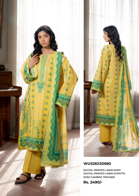 ZELLBURY Unstitched Lawn Collection 2026 Design # WUS26X30680