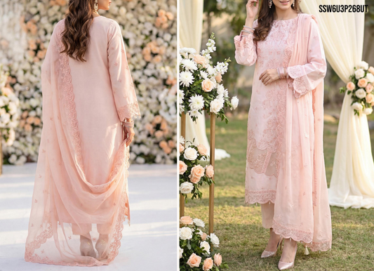 LUXURY PREMIUM Laser Embroidered Lawn Unstitched Collection 2026 Design# SSW6U3P268UT