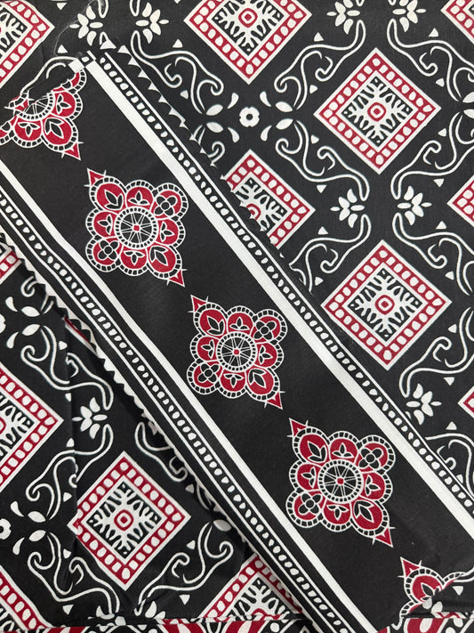 Salonika Black-Red Double Bed Bedsheets