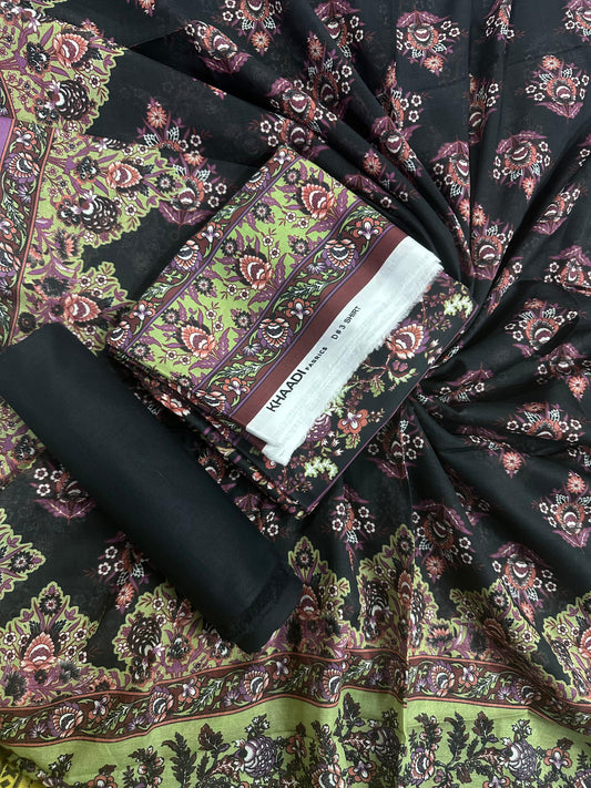 Khaadi Black Multi Printed 3Pcs