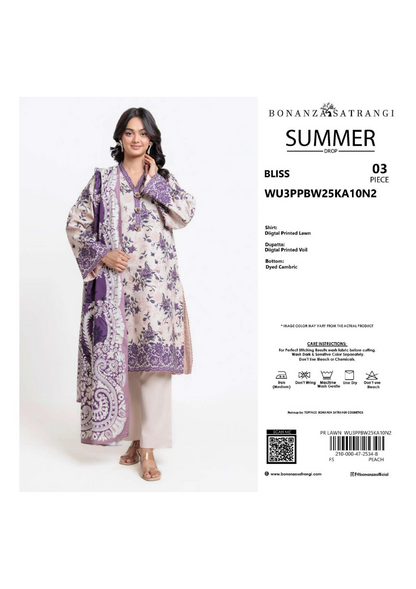 BONANZA SATRANGI (D.C:- WU3PPBW25KA10N2)3PCS  UNSTITCHED COLLECTION
