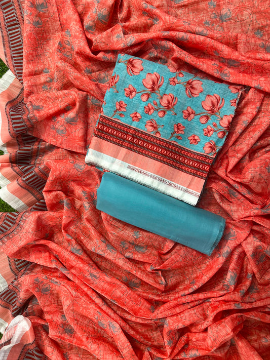 SAFINA AQUA-ORANGE PRINTED 3PCS