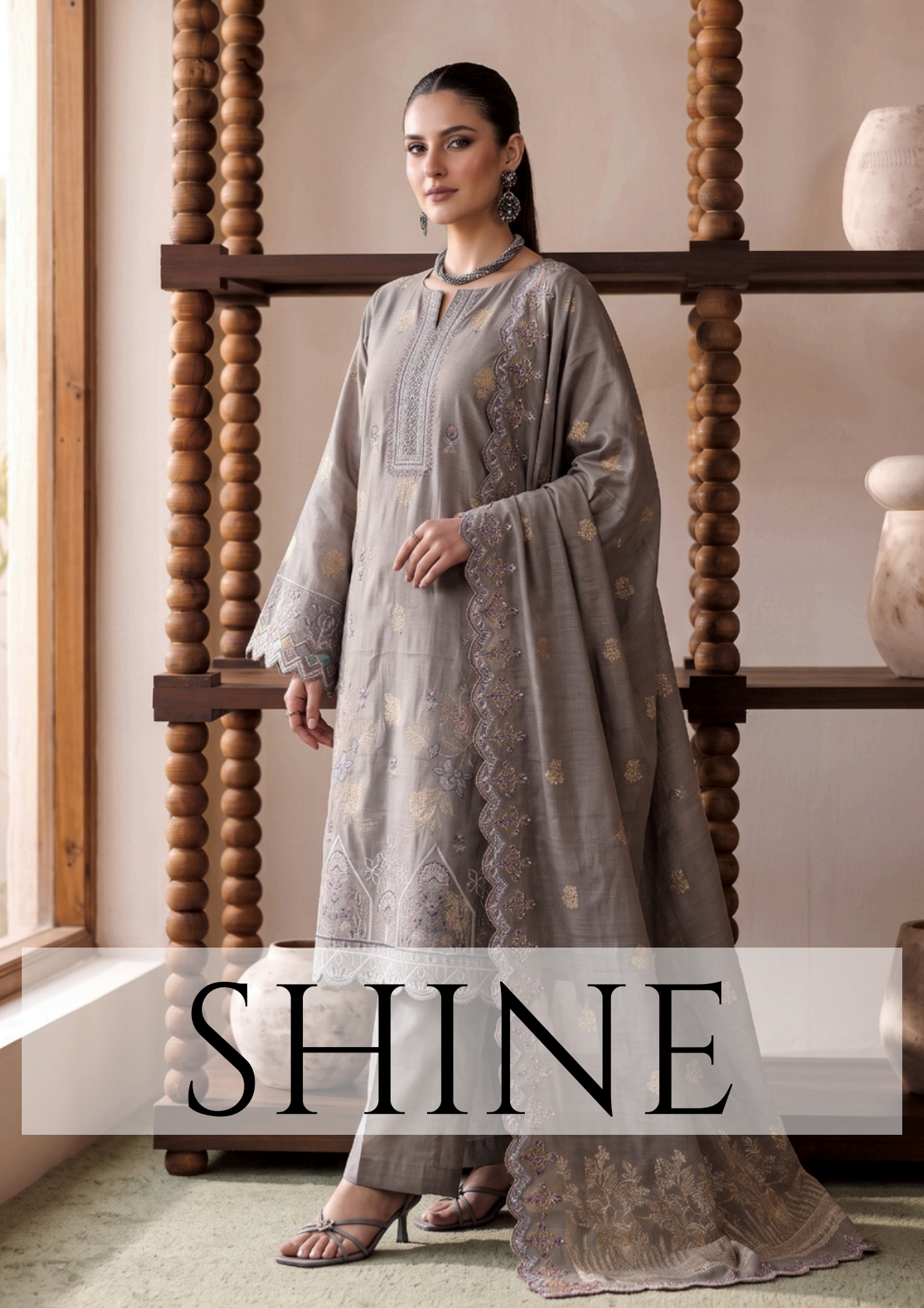 Bonanza Satrangi Smoke Grey Jacquard 3Pcs