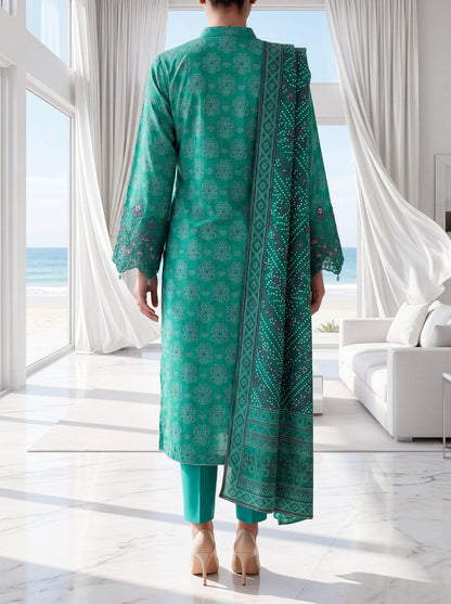Fleur By Almeerah - Sea Glimmer – Digital Chundri Lawn