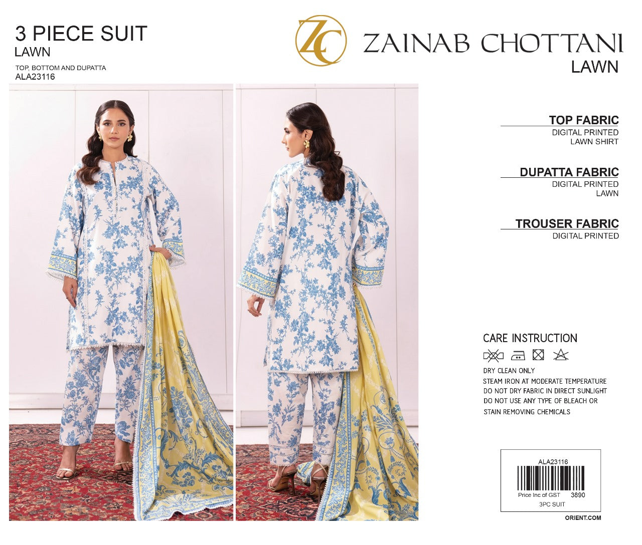 Zainab Chottani Unstitched Lawn 3 Piece in Wholesale Price 🔥