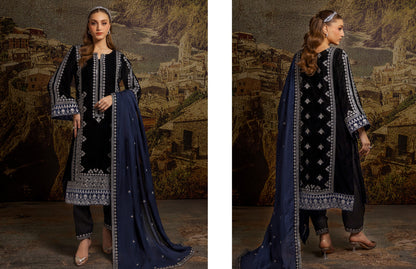 Merakish velvet Embroidered 3P