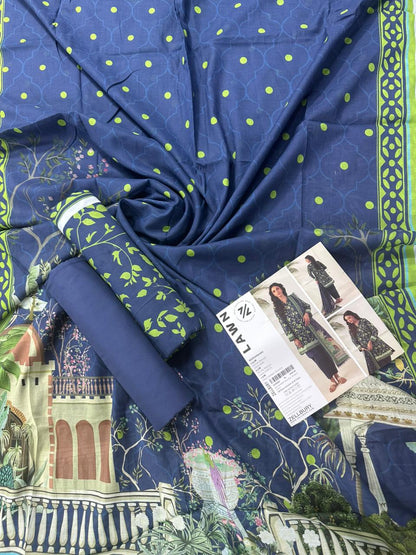 ZELLBURY Unstitched 3pcs Lawn Collection D.C:- WUS26X30484