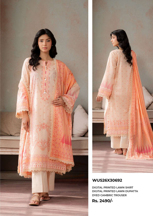 ZELLBURY Unstitched Lawn Collection 2026 Design # WUS26X30692