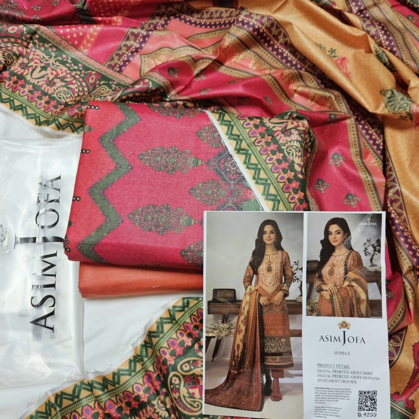 Asim Jofa Unstitched Lawn Printed 3PC In Wholesale Price