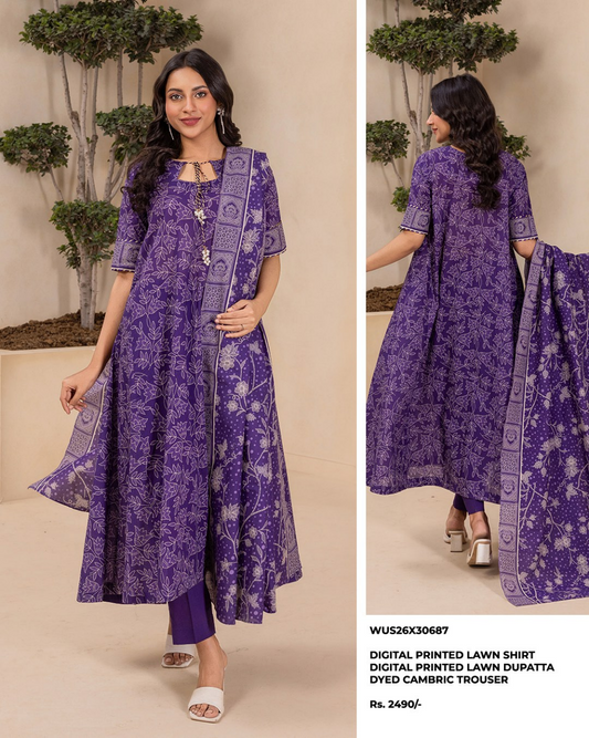 ZELLBURY Unstitched Lawn Collection 2026 Design #WUS26X30687