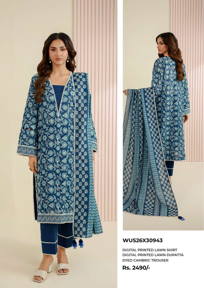 ZELLBURY Unstitched Lawn Collection 2026 Design # WUS26X30943