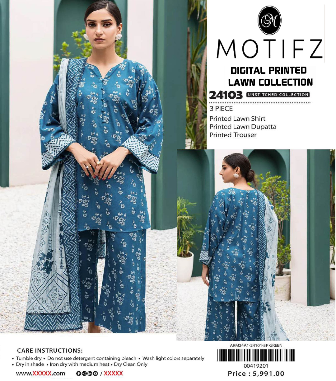 MOTIFZ Lawn Printed 3PC In Wholesale Price