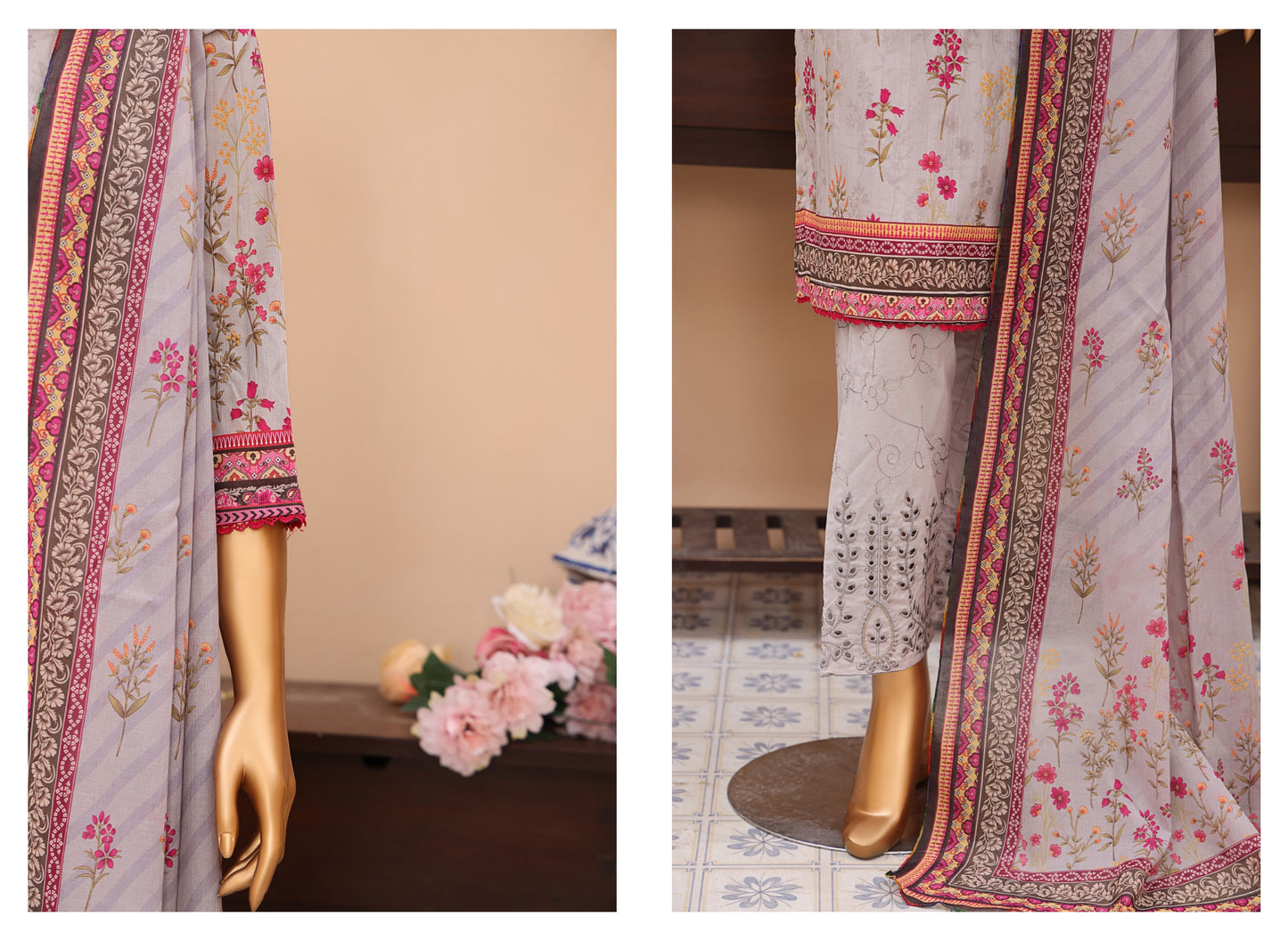 ZEENAT By MTF 100% ORIGINAL CHIKENKARI TROUSER 3PCS 👌🌼❤️