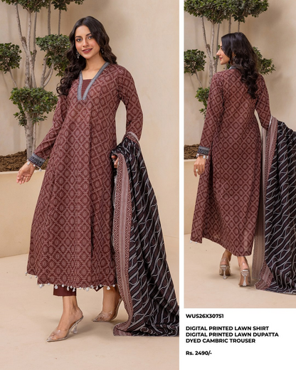 ZELLBURY Unstitched Lawn Collection 2026 Design #WUS26X30751