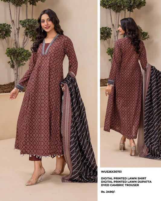 ZELLBURY Unstitched Lawn Collection 2026 Design #WUS26X30751