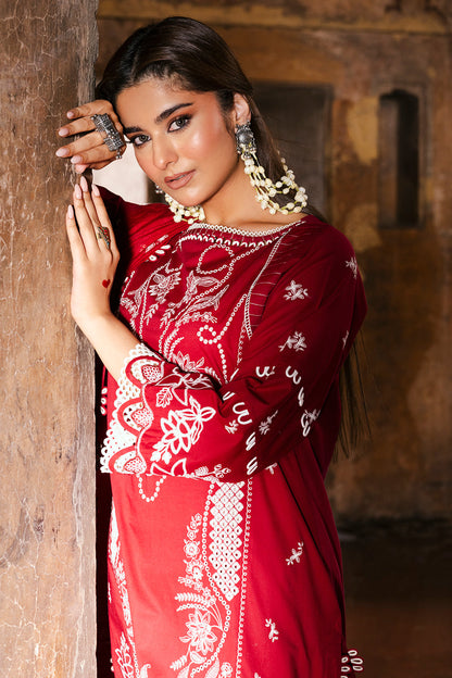 ZELLBURY 🌟 CHIKANKARI RED ELEGANCE – WUS25E30837 🌟