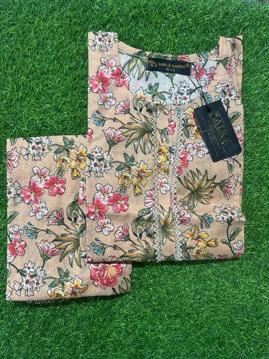 Saira & Samina Stitched CORDSET 2PCs Pure Lawn – Ready to Wear Collection