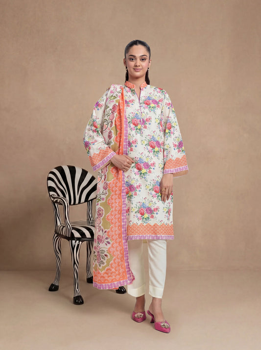 Bonanza Satrangi Cream 3 PCs Doriya Lawn Unstitched Collection