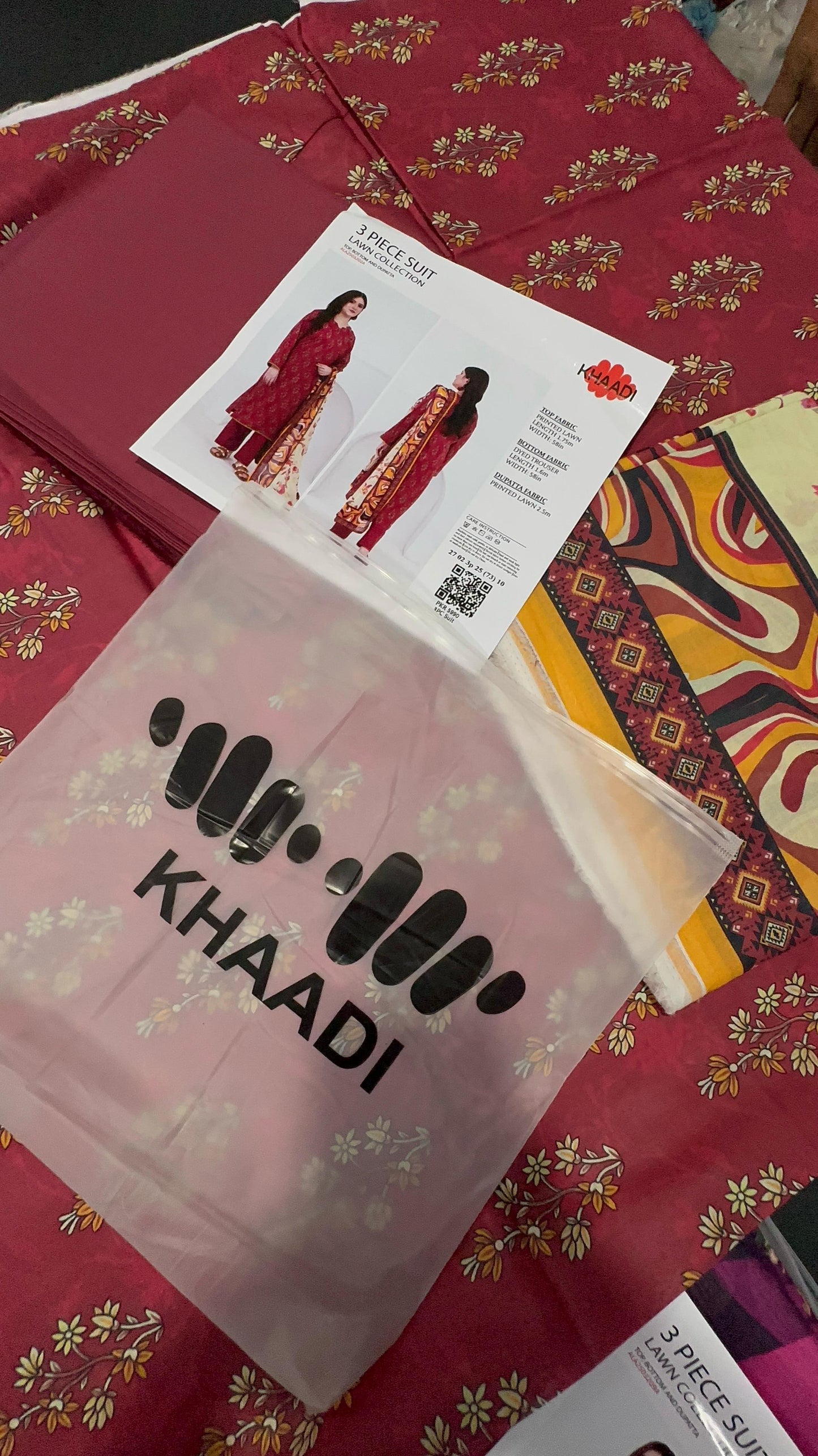 KHAADI UNSTITCHED LAWN 3PIECE ✅🔥