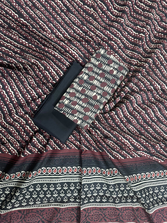 ZAMAN BLACK-BEIGE PRINTED 3PCS