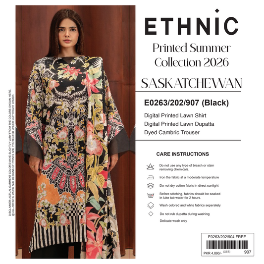 Ethnic Black Digital Printed Lawn Collection
