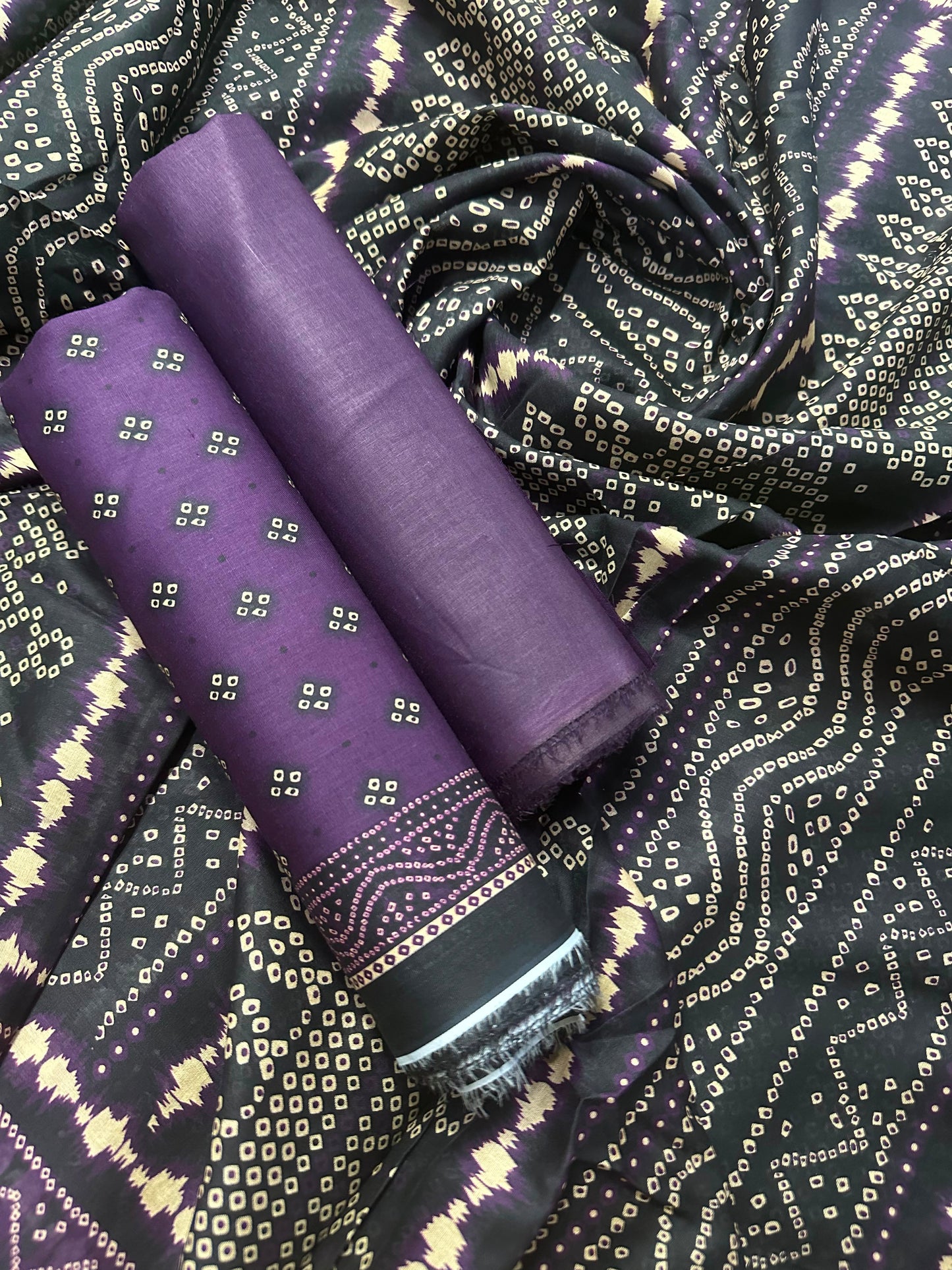 Bin Saeed Purple Printed 3Pcs