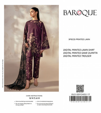 BAROQUE Lawn Printed Trouser 3PC In Wholesale Price 🥺🔥