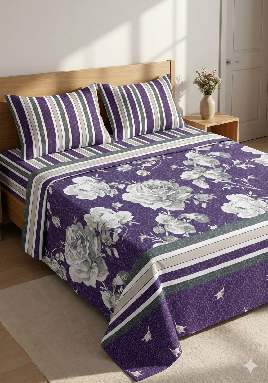 SALONIKA PURE COTTON BEDSHEETS Most Demanding Collection Full Printed King Size Bedsheets