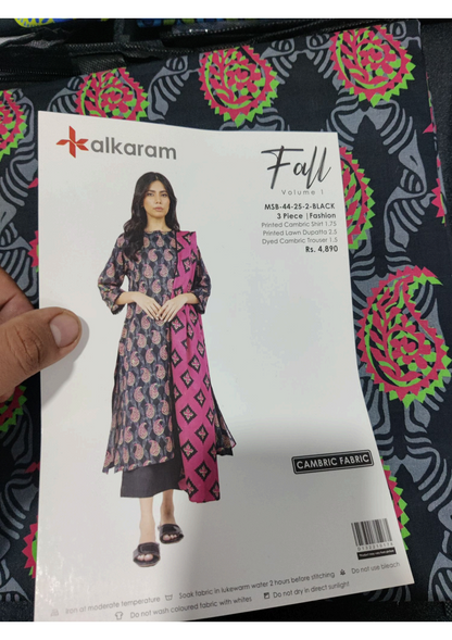 Alkaram 100% Original Cotton Camric 3 Piece 😉🧡 2k25