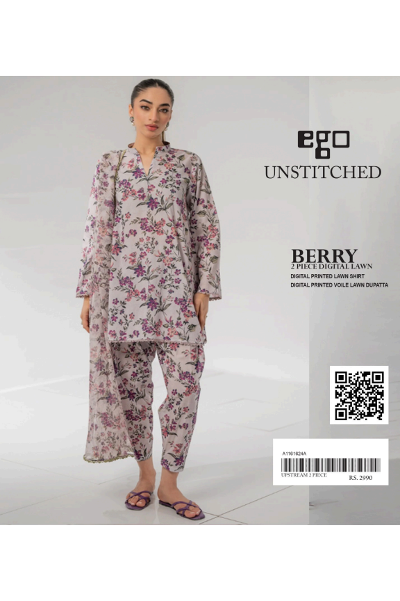 EGO PEACH (S+D) UNSTITCHED 2PCS DIGITAL PRINTED LAWN COLLECTION