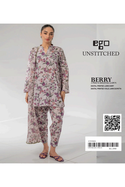 EGO PEACH (S+D) UNSTITCHED 2PCS DIGITAL PRINTED LAWN COLLECTION
