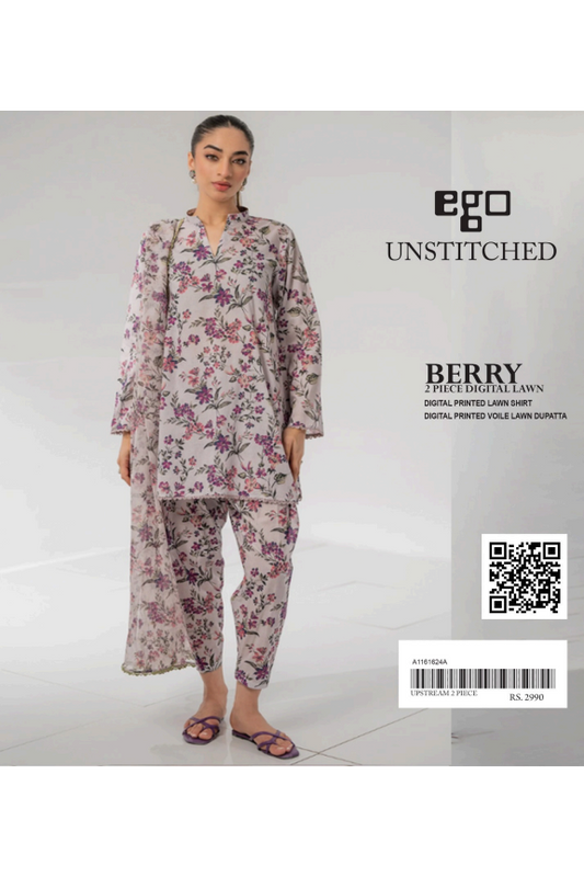 EGO PEACH (S+D) UNSTITCHED 2PCS DIGITAL PRINTED LAWN COLLECTION