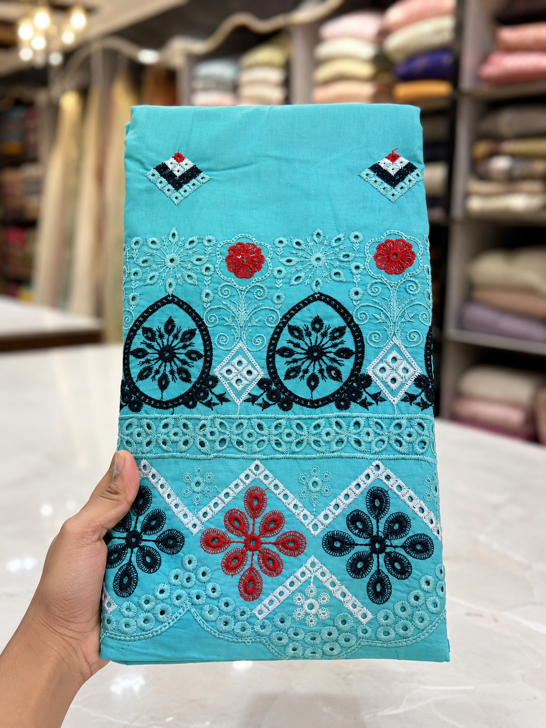 Saqafat Blue– 100% Original 2PC Embroidered Unstitched Lawn